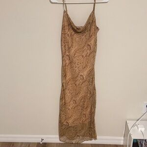 Forever 21 Tan Paisley Midi Dress